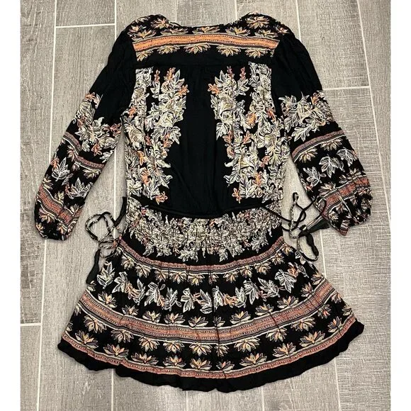 Free People Moonlight Drive Mini Dress Size Small Long Sleeve Lined Boho Peasant - Picture 14 of 16